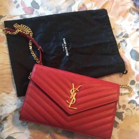 YSL large monogram Red Cross body bag - Picture 6 of 8
